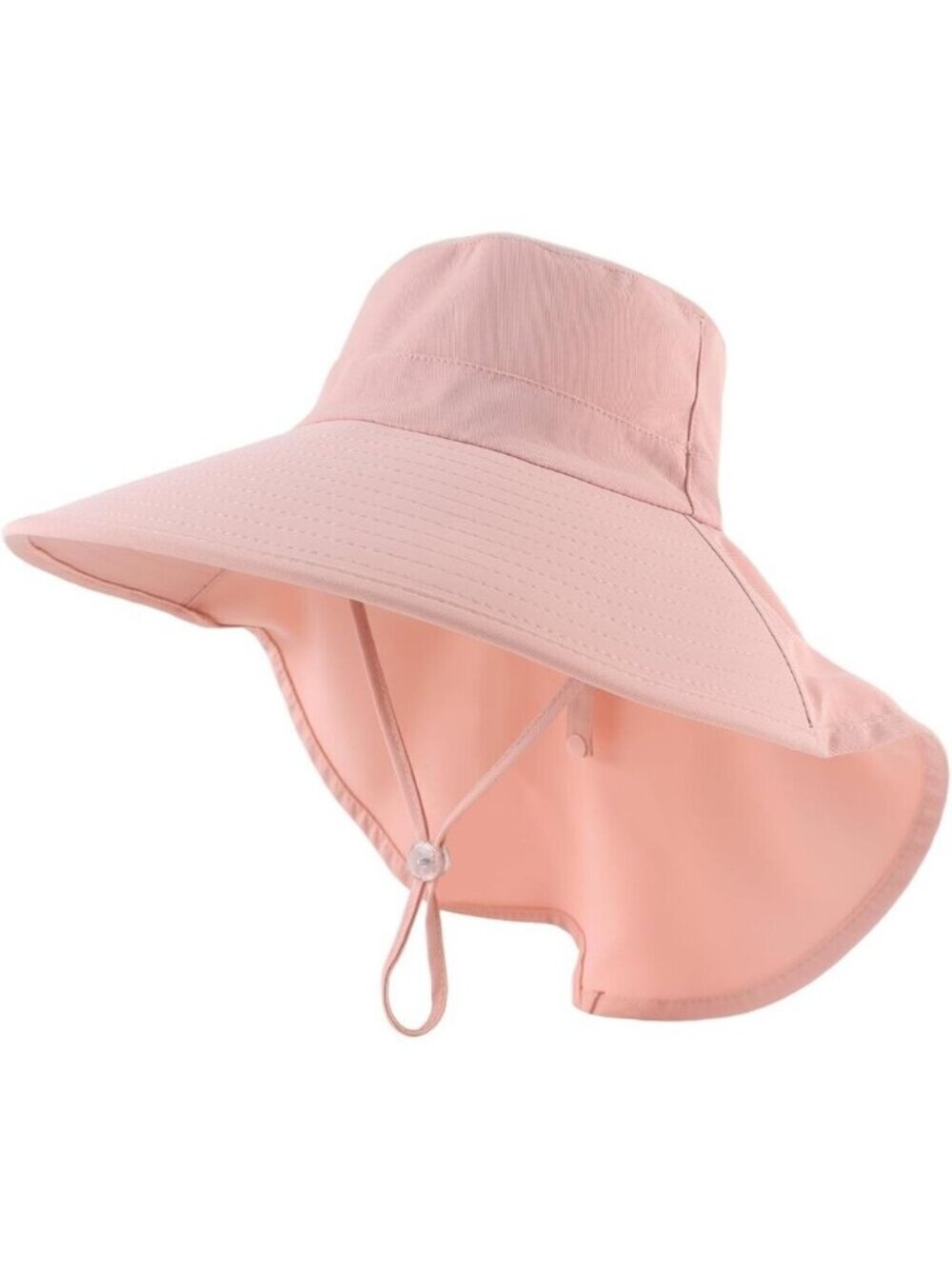 Women's Pink 100% Polyester Wide Brim Uv Protection Chin Strip Classic Beach Hat